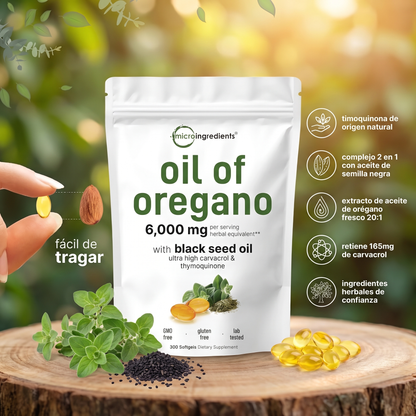 Aceite de Oregano 6000 mg x 90 Softgels - Sistema inmune y defensas