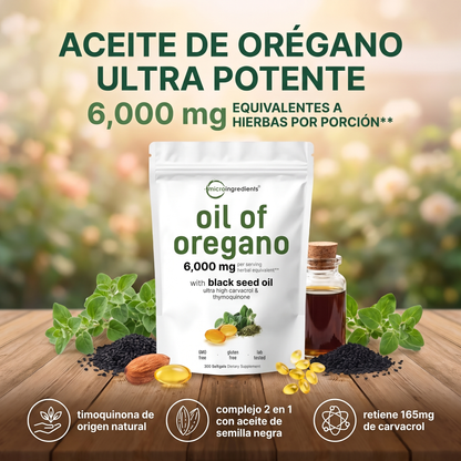 Aceite de Oregano 6000 mg x 90 Softgels - Sistema inmune y defensas
